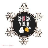 Check Your Boo Bees Breast Cancer Halloween Ornament thumb 0