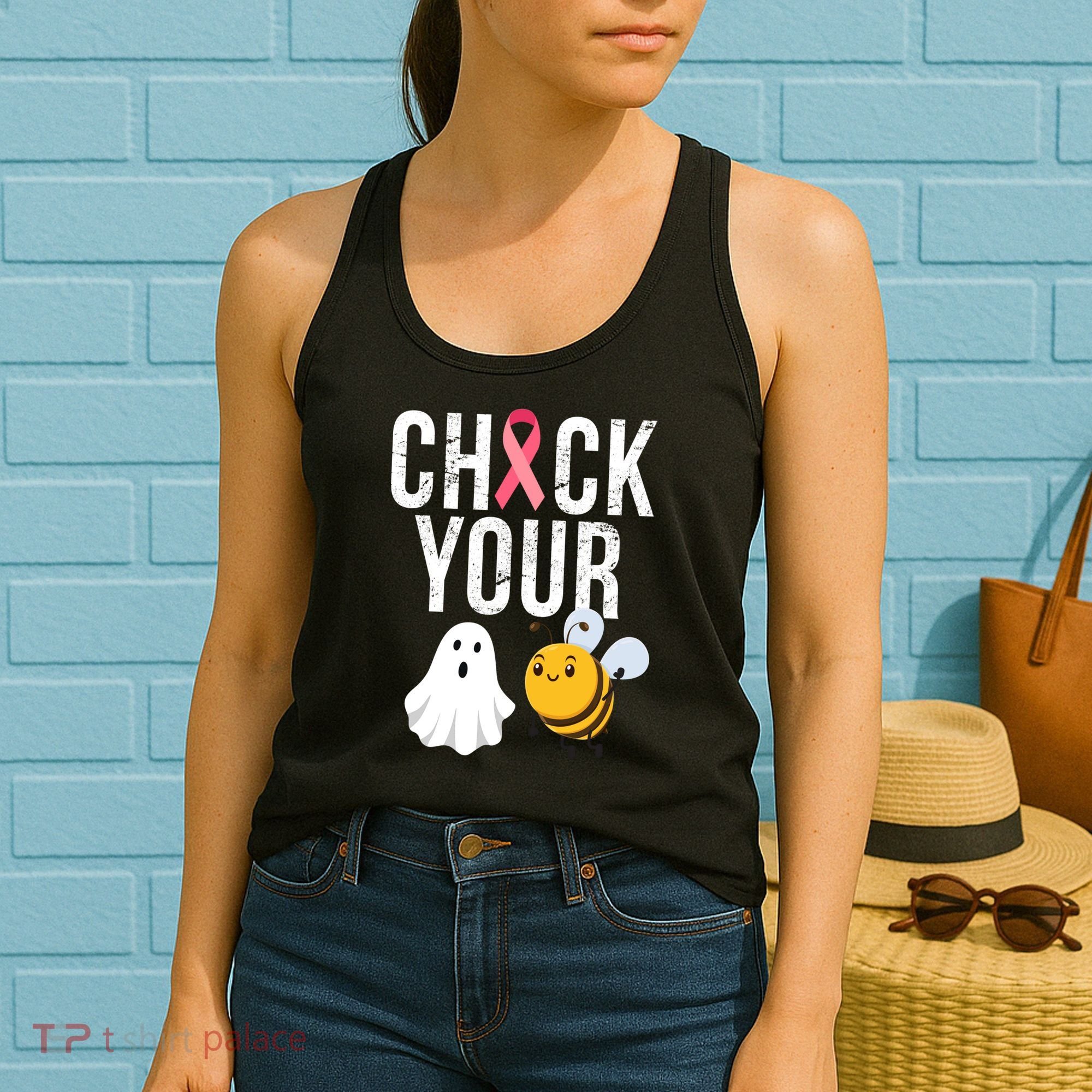 Check Your Boo Bees Breast Cancer Halloween Women's Tank Top