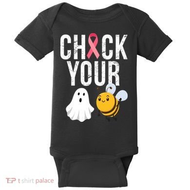 Check Your Boo Bees Breast Cancer Halloween Baby Bodysuit
