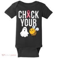 Check Your Boo Bees Breast Cancer Halloween Baby Bodysuit thumb 0