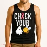 Check Your Boo Bees Breast Cancer Halloween Tank Top thumb 3