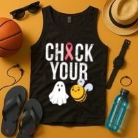 Check Your Boo Bees Breast Cancer Halloween Tank Top thumb 4