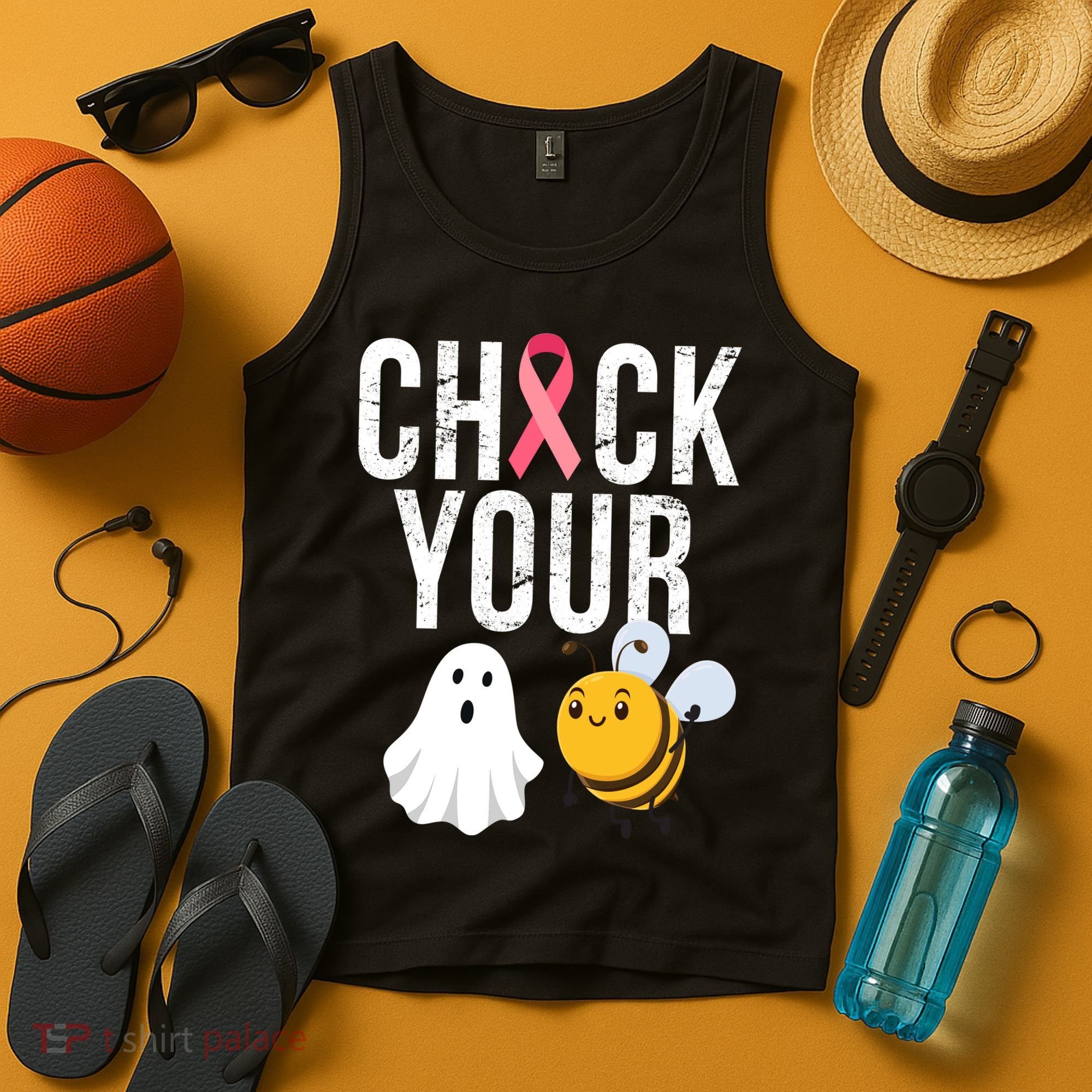 Check Your Boo Bees Breast Cancer Halloween Tank Top