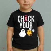 Check Your Boo Bees Breast Cancer Halloween Toddler T-Shirt thumb 2