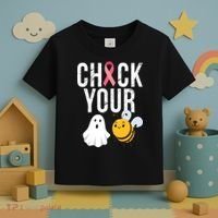 Check Your Boo Bees Breast Cancer Halloween Toddler T-Shirt thumb 3