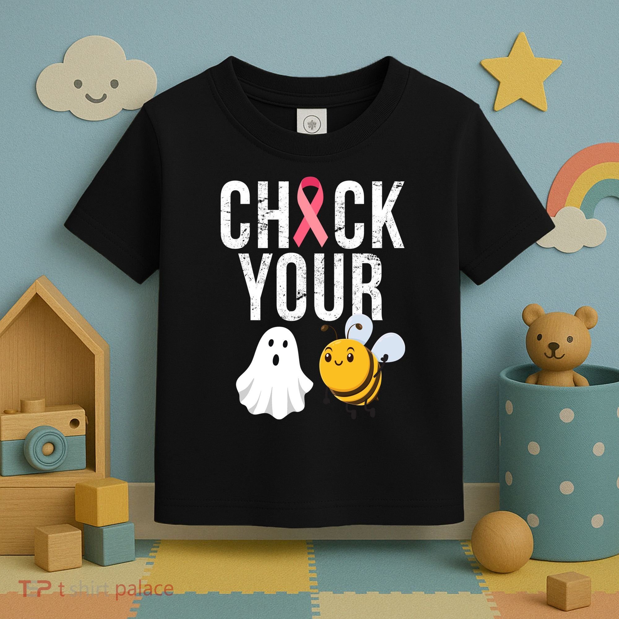 Check Your Boo Bees Breast Cancer Halloween Toddler T-Shirt
