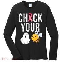 Check Your Boo Bees Breast Cancer Halloween Women's Long Sleeve Shirt thumb 0