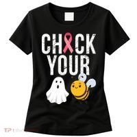 Check Your Boo Bees Breast Cancer Halloween Women's T-Shirt thumb 0