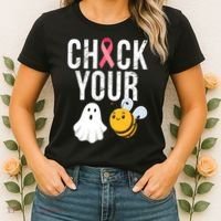 Check Your Boo Bees Breast Cancer Halloween Women's T-Shirt thumb 2