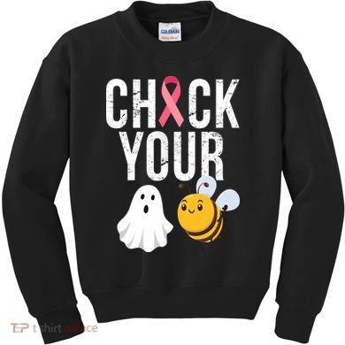 Check Your Boo Bees Breast Cancer Halloween Kids Sweatshirt