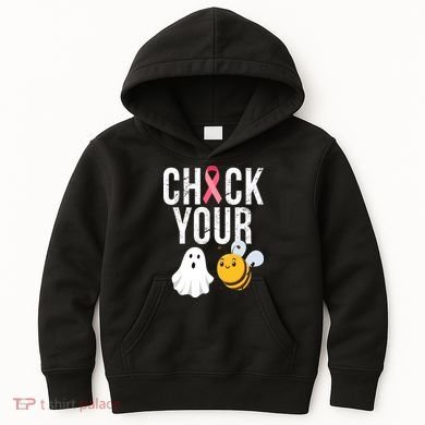 Check Your Boo Bees Breast Cancer Halloween Kids Hoodie