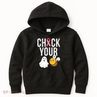 Check Your Boo Bees Breast Cancer Halloween Kids Hoodie thumb 0