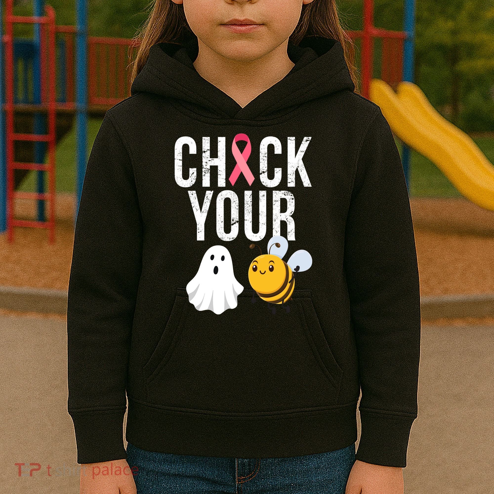 Check Your Boo Bees Breast Cancer Halloween Kids Hoodie