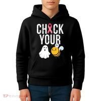 Check Your Boo Bees Breast Cancer Halloween Kids Hoodie thumb 4