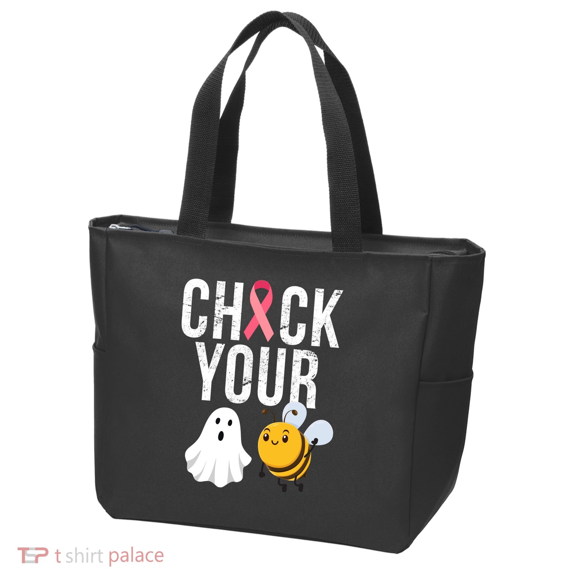 Check Your Boo Bees Breast Cancer Halloween Tote Bag