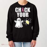 Check Your Boobies Breast Cancer Halloween Women's Sweatshirt thumb 0