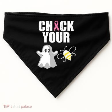 Check Your Boobies Breast Cancer Halloween USA-Made Doggie Bandana