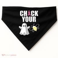 Check Your Boobies Breast Cancer Halloween USA-Made Doggie Bandana thumb 0