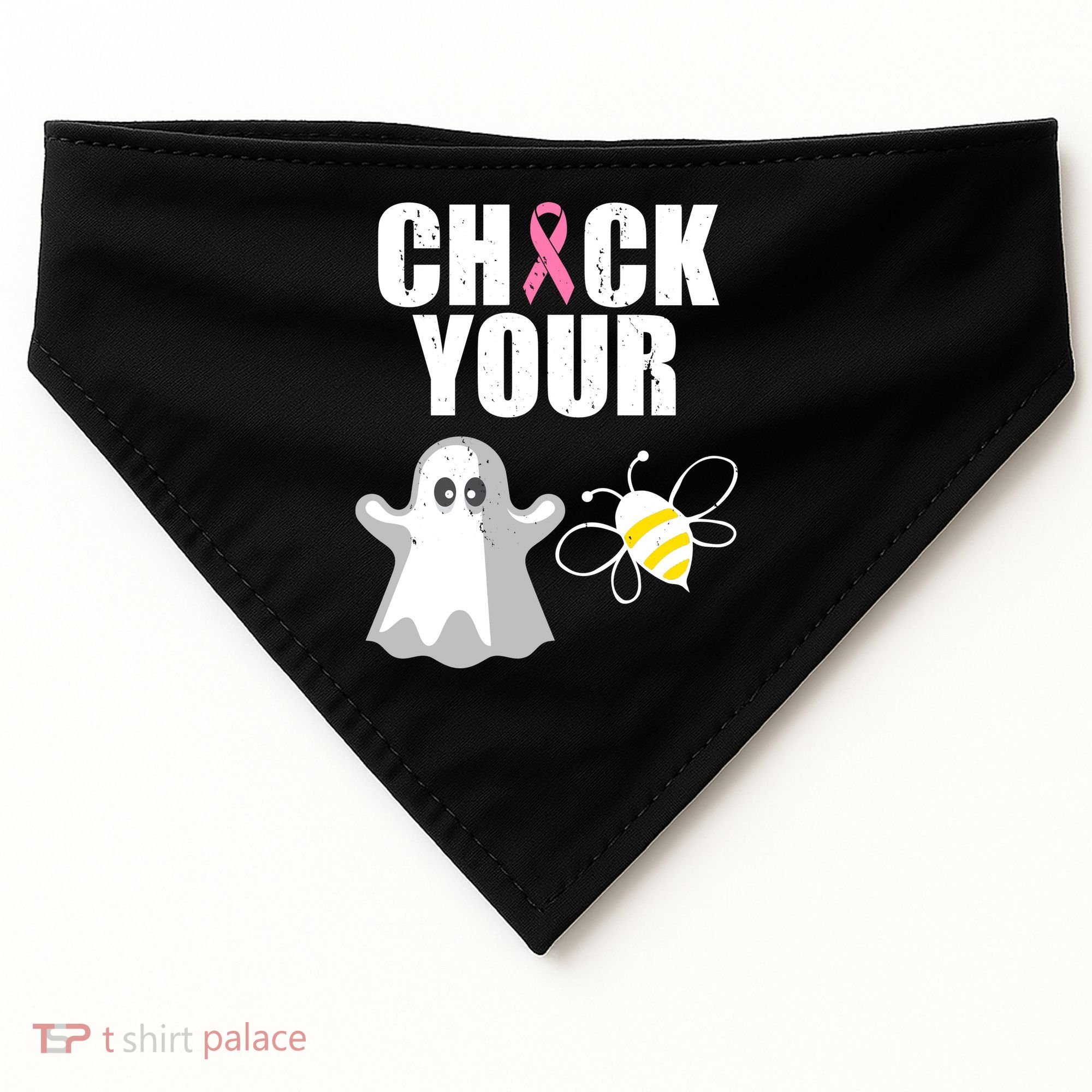 Check Your Boobies Breast Cancer Halloween USA-Made Doggie Bandana