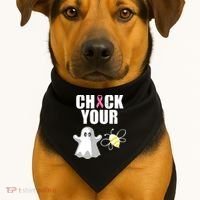 Check Your Boobies Breast Cancer Halloween USA-Made Doggie Bandana thumb 1