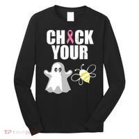 Check Your Boobies Breast Cancer Halloween Long Sleeve Shirt thumb 0
