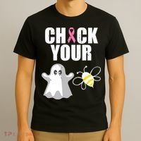 Check Your Boobies Breast Cancer Halloween T-Shirt thumb 3