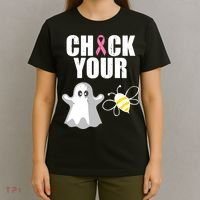 Check Your Boobies Breast Cancer Halloween T-Shirt thumb 4