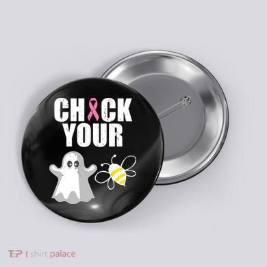 Check Your Boobies Breast Cancer Halloween Button