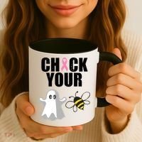 Check Your Boobies Breast Cancer Halloween Coffee Mug thumb 3