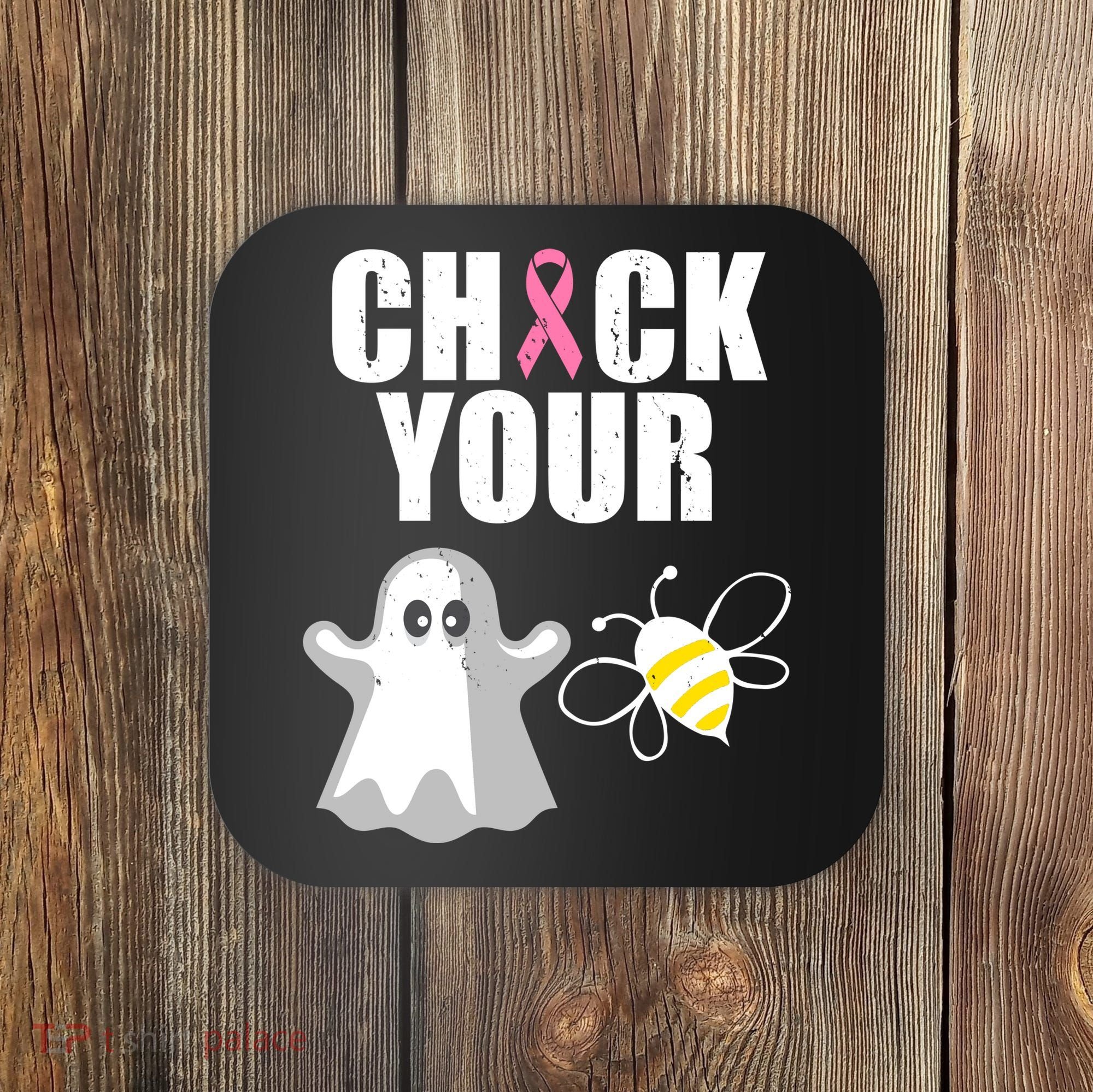 Check Your Boobies Breast Cancer Halloween Coaster