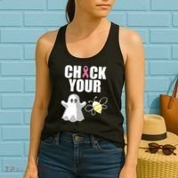 Check Your Boobies Breast Cancer Halloween Women's Tank Top thumb 2