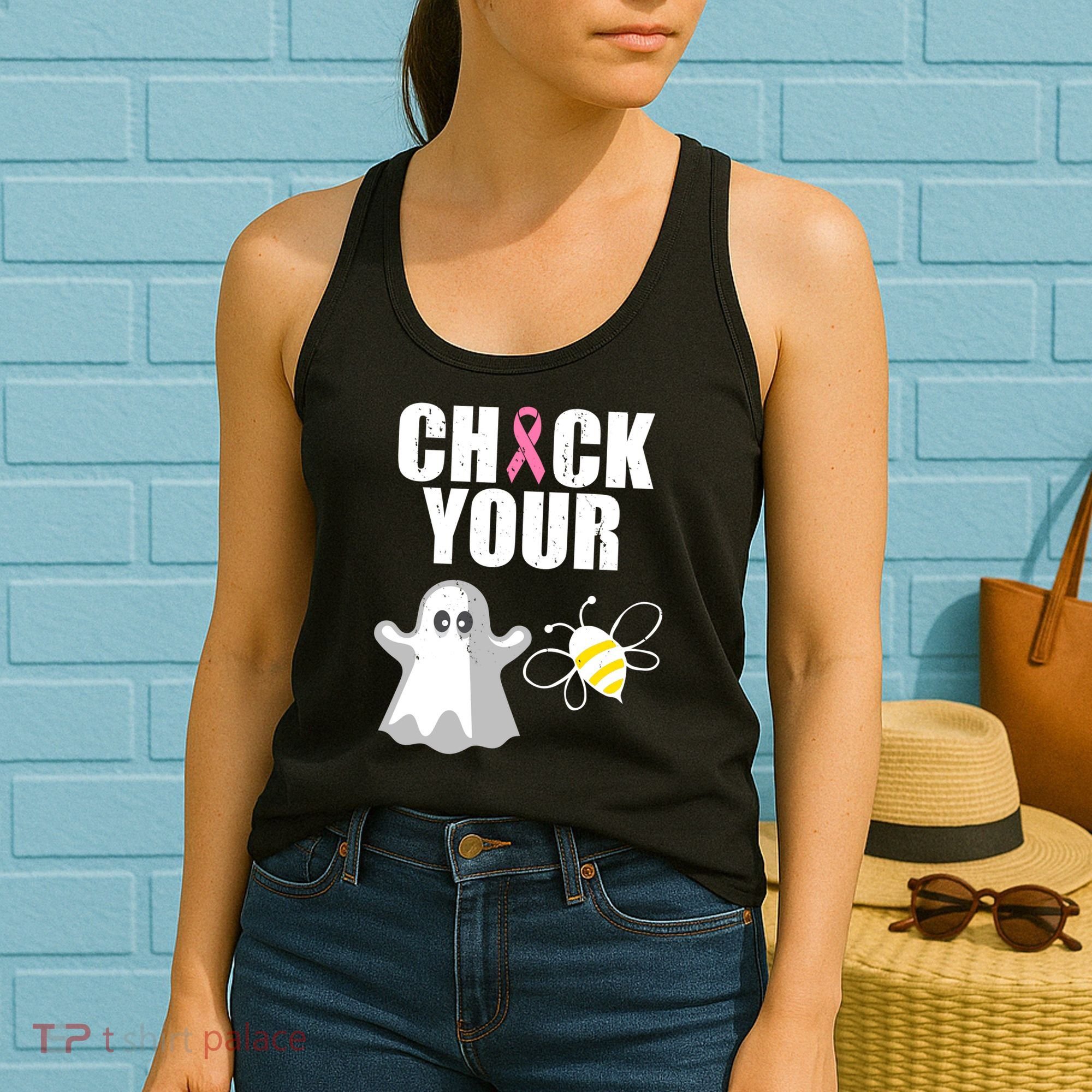 Check Your Boobies Breast Cancer Halloween Women's Tank Top