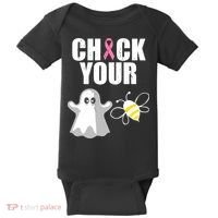 Check Your Boobies Breast Cancer Halloween Baby Bodysuit thumb 0