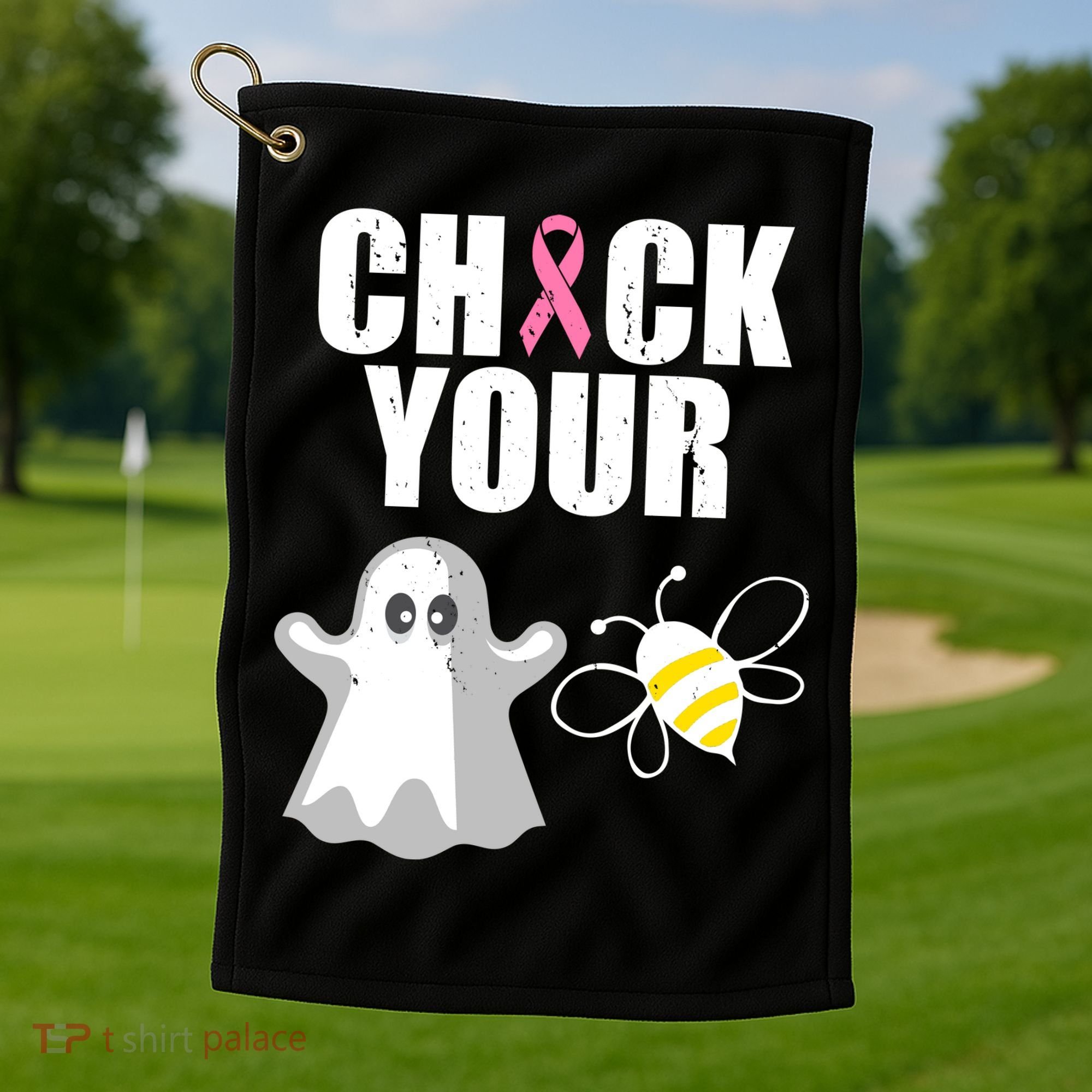 Check Your Boobies Breast Cancer Halloween Golf Towel