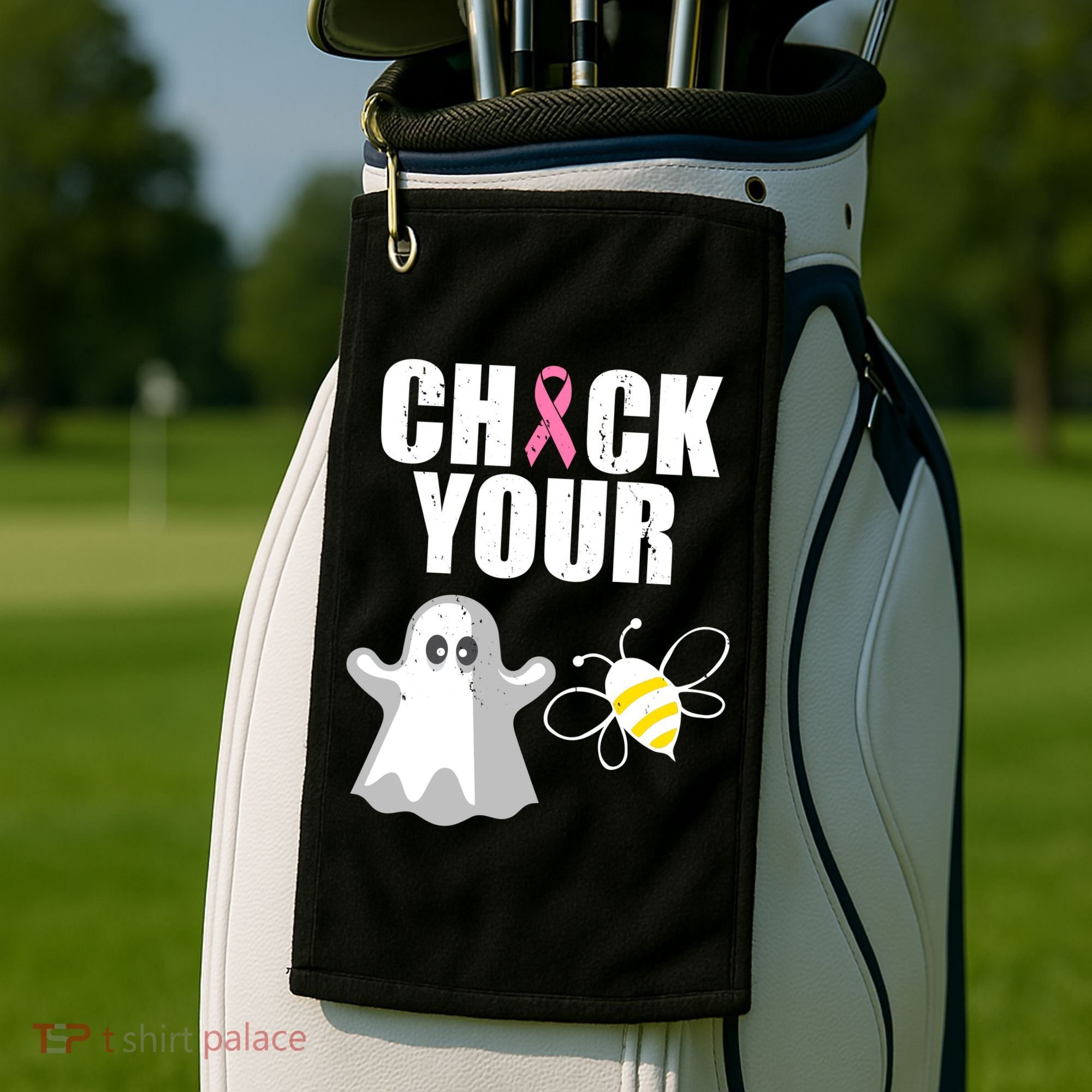Check Your Boobies Breast Cancer Halloween Golf Towel
