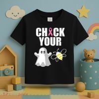 Check Your Boobies Breast Cancer Halloween Toddler T-Shirt thumb 3