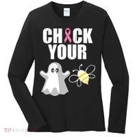 Check Your Boobies Breast Cancer Halloween Women's Long Sleeve Shirt thumb 0