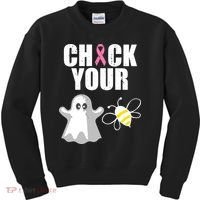 Check Your Boobies Breast Cancer Halloween Kids Sweatshirt thumb 0