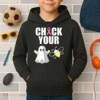 Check Your Boobies Breast Cancer Halloween Kids Hoodie thumb 2