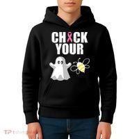 Check Your Boobies Breast Cancer Halloween Kids Hoodie thumb 4