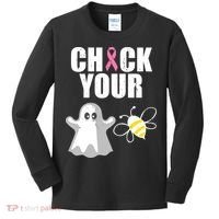 Check Your Boobies Breast Cancer Halloween Kids Long Sleeve Shirt thumb 0