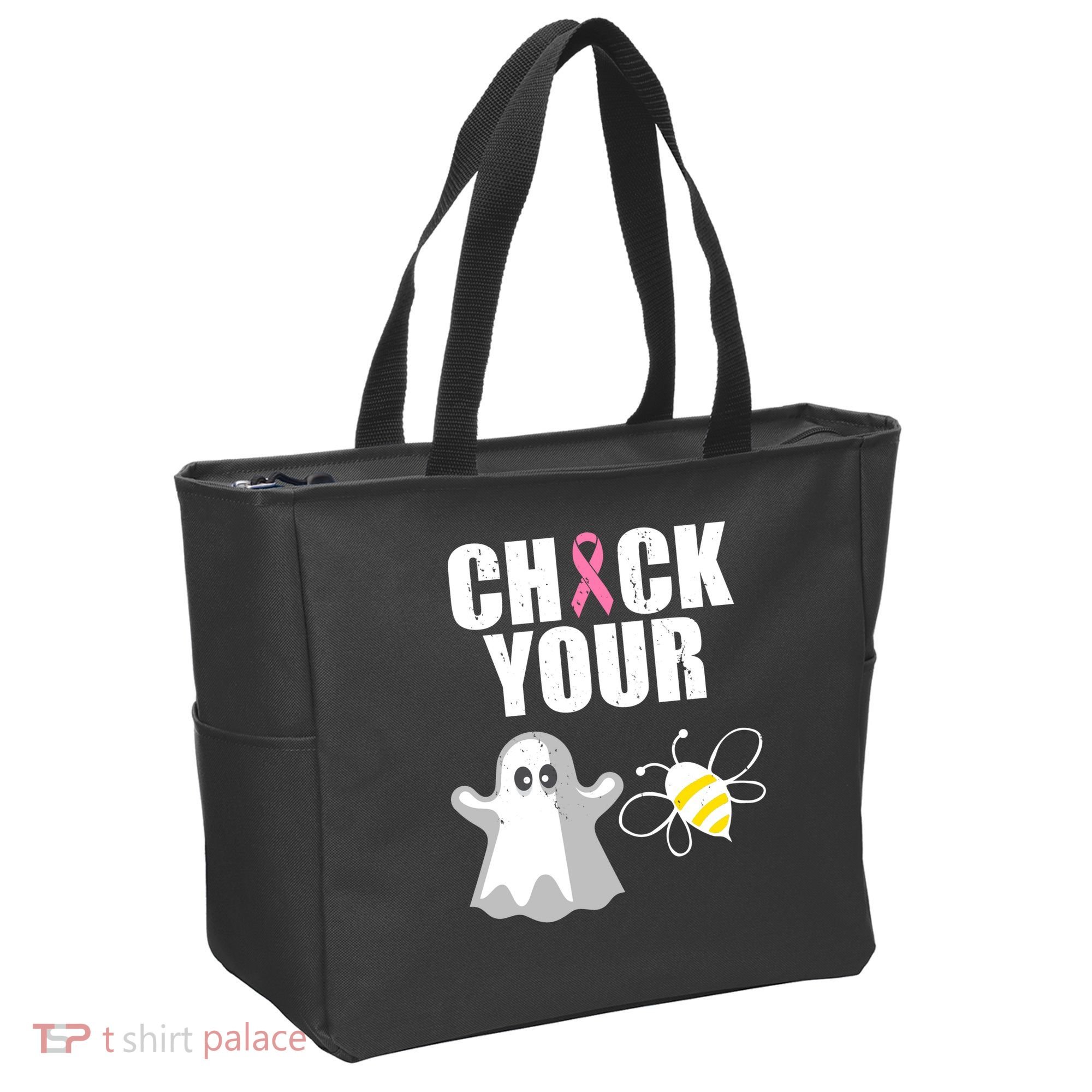 Check Your Boobies Breast Cancer Halloween Tote Bag