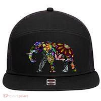 Cheerful Elephant 7 Panel Mesh Trucker Snapback Hat thumb 0