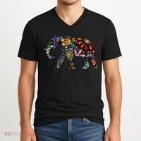 Cheerful Elephant V-Neck T-Shirt thumb 2