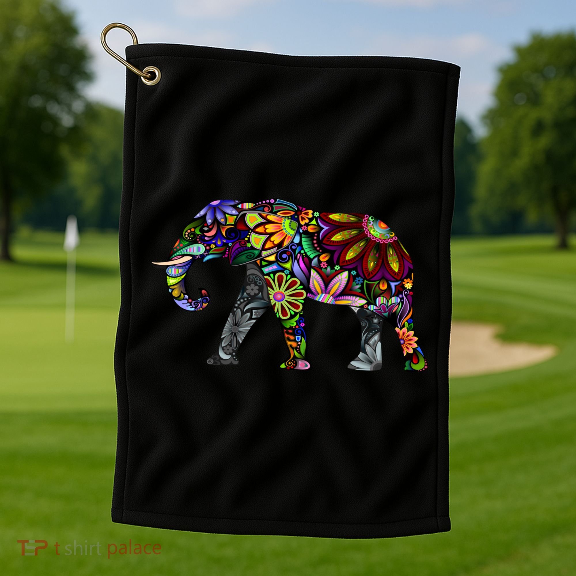 Cheerful Elephant Golf Towel
