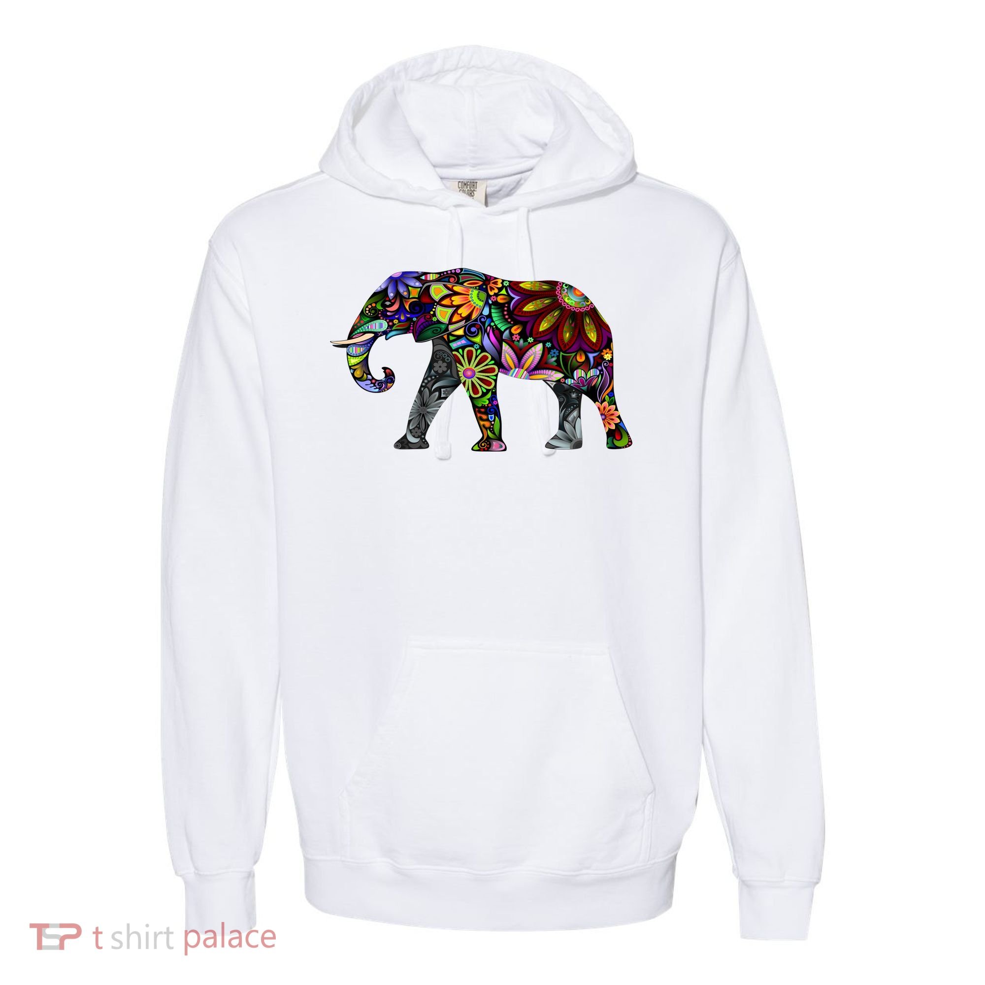 Cheerful Elephant Comfort Colors Garment-Dyed Hooded Sweatshirt
