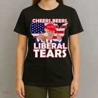 Cheers Beers Liberal Tears Pro Trump T-Shirt thumb 4