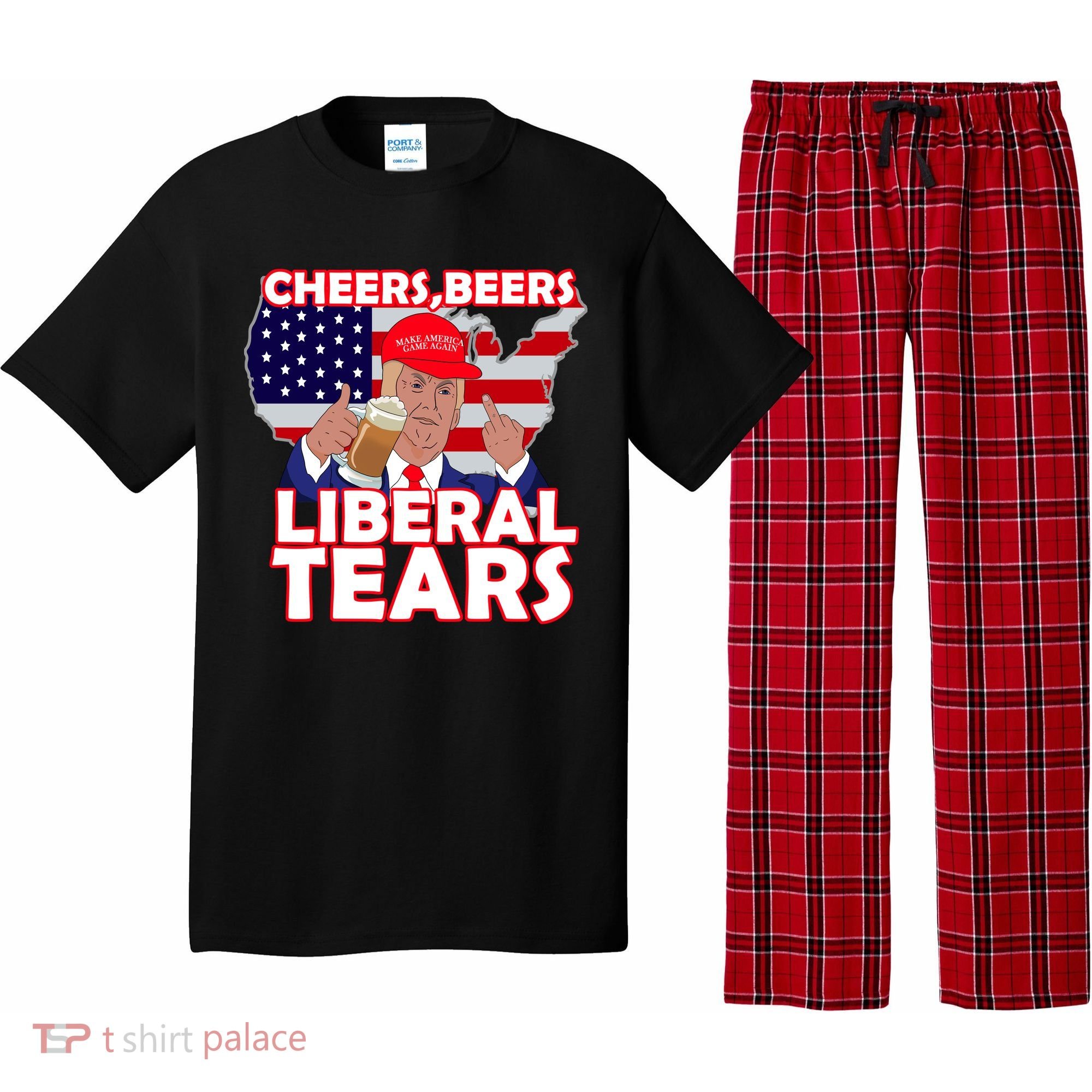 Cheers Beers Liberal Tears Pro Trump Pajama Set