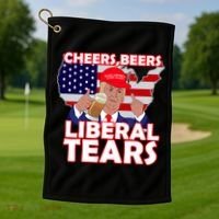 Cheers Beers Liberal Tears Pro Trump Golf Towel thumb 1