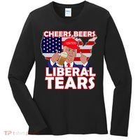 Cheers Beers Liberal Tears Pro Trump Women's Long Sleeve Shirt thumb 0